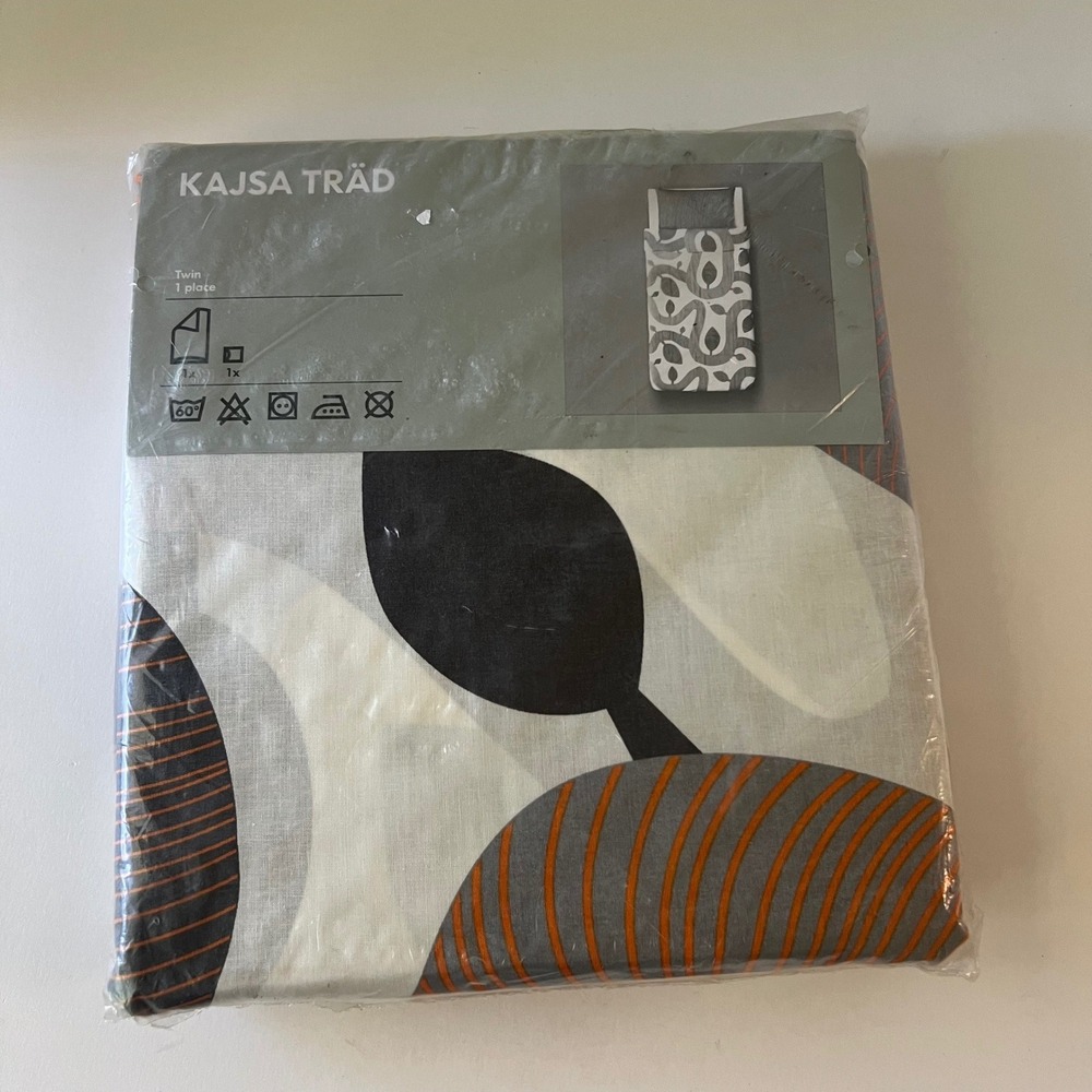 Vintage Ikea Kajsa Trad MCM‎ Twin Quilt Cover 1 Pillowcase NIP Leaf Pattern